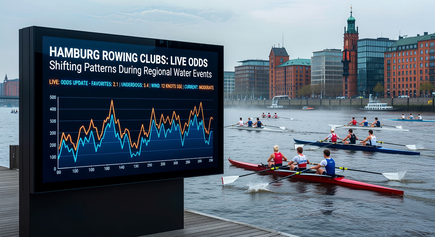 Ruderer auf der Alster während eines regionalen Wettkampfs mit Fokus auf Live-Quoten-Trends