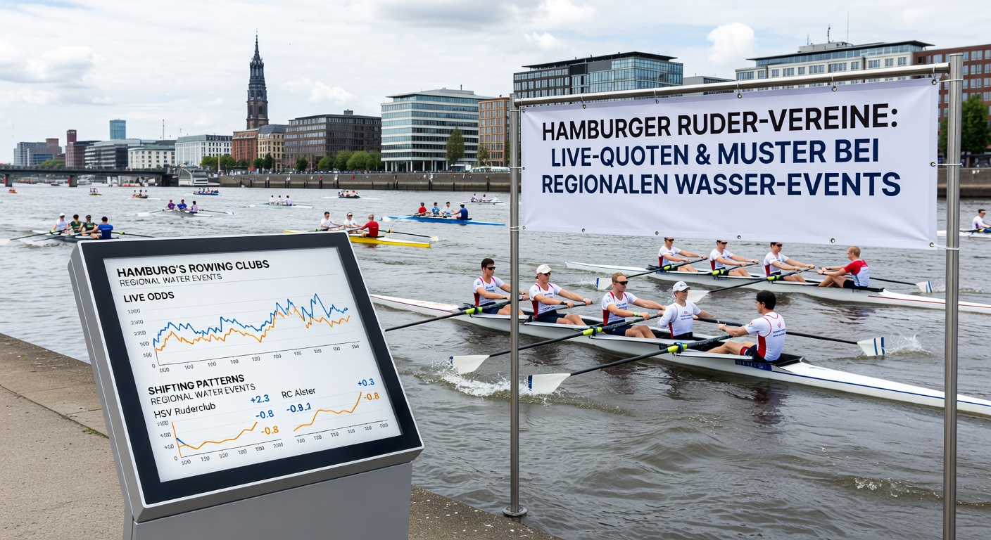 Detailaufnahme eines Ruderwettkampfs auf der Elbe mit Overlay von Quoten-Daten