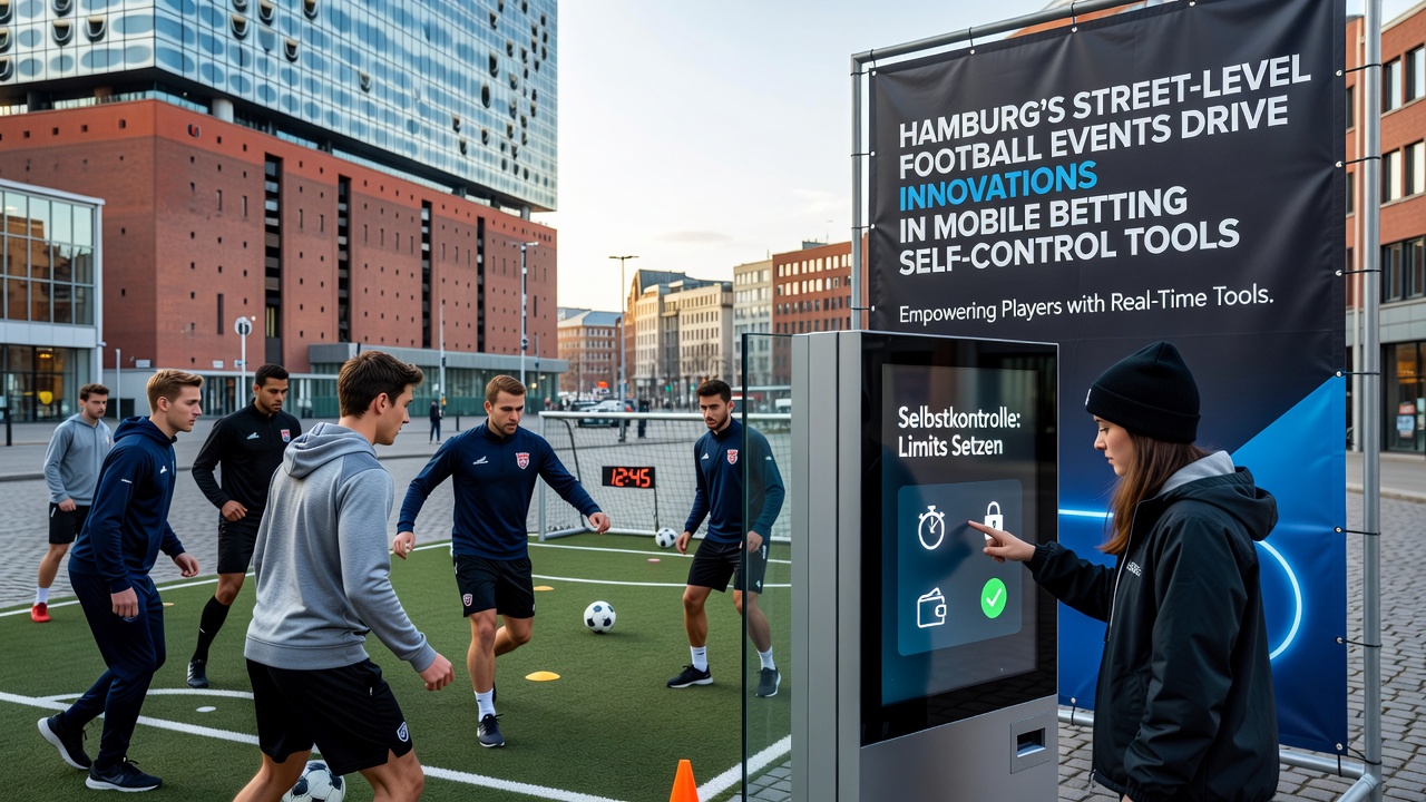 Mobile App-Oberfläche mit Selbstkontroll-Tools während eines Hamburger Fußball-Events